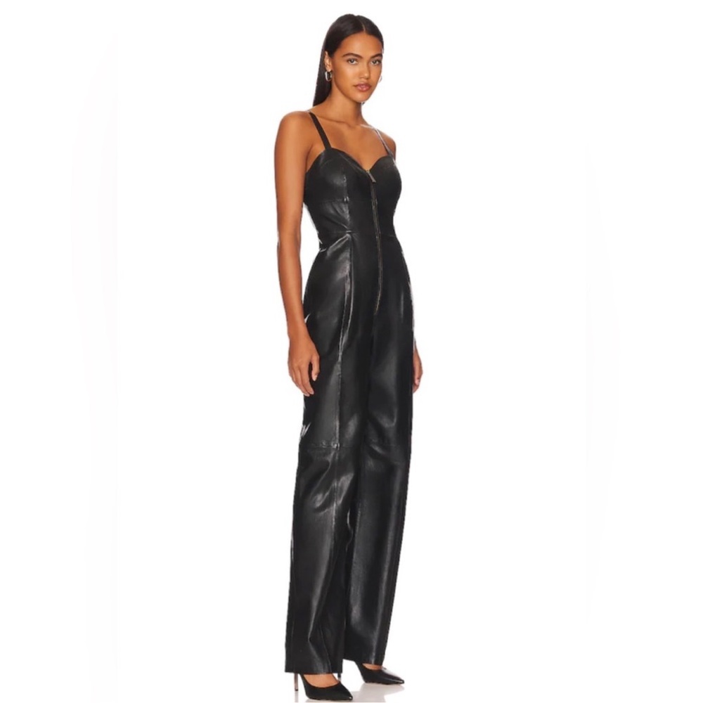NWT LITA by Ciara Leather Bustier Jumpsuit in Black - Picture 2 of 7